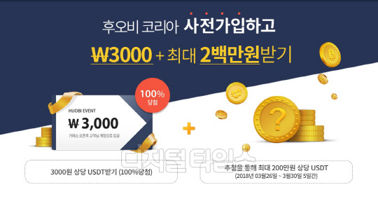 가상화폐 거래소 후오비 코리아, 오픈 전 사전 가입 이벤트 실시